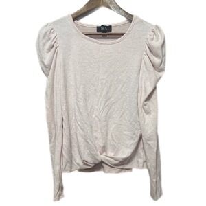 BCX Puff Sleeve Top Women Small Vintage‎ Rose NWT Twist Front Fuzzy Knit 1086553